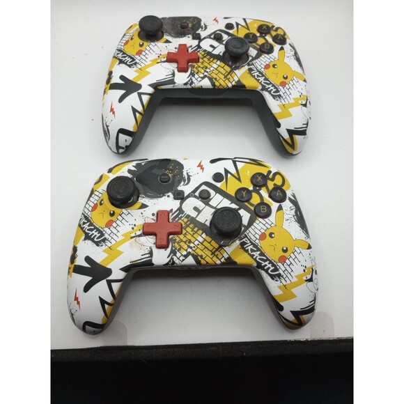 Set 2 POWERA ENHANCED WIRELESS CONTROLLERs NINTENDO SWITCH PIKACHU Tested WORKS - Picture 1 of 7
